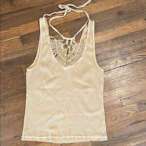 We the Free Thalia Beige Crochet Women's Halter Tank Top